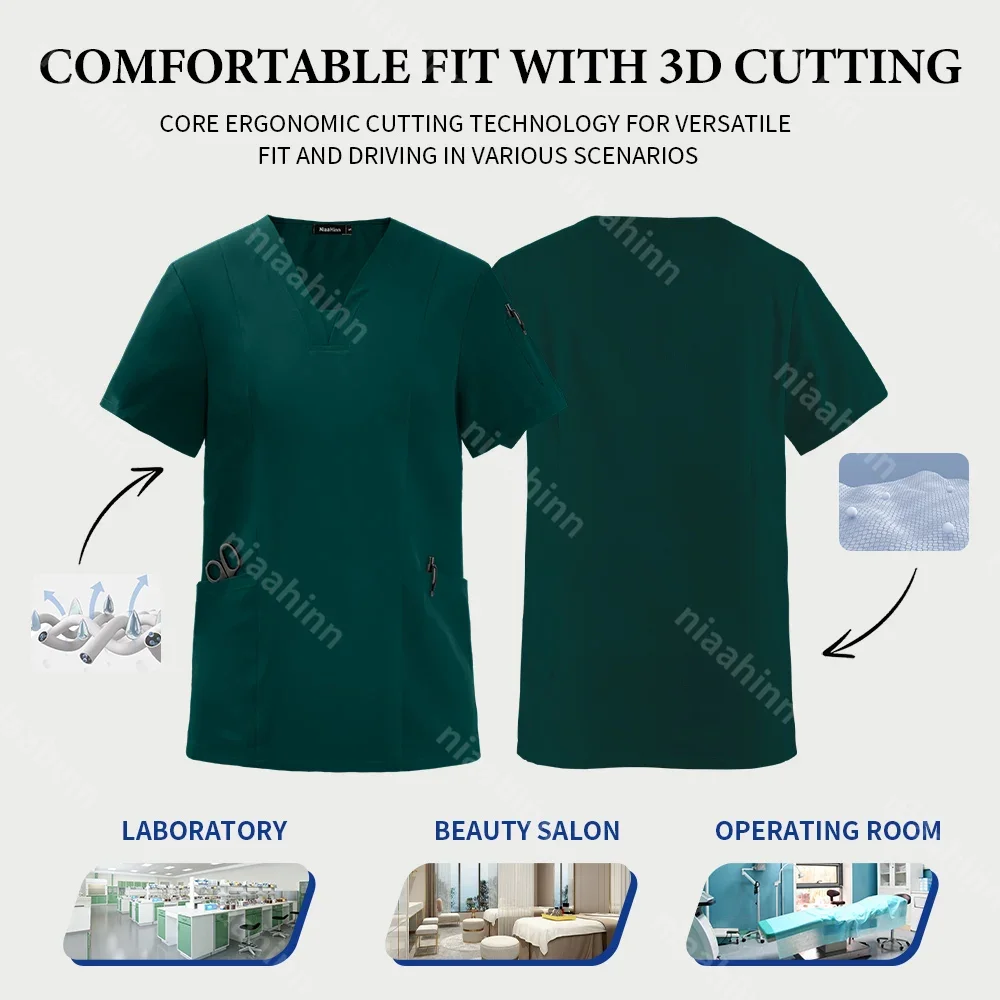 Surgical Uniform Women Men Dentist Nursing Set Scrub Pocket Top Straight Pants Medical Nurse Uniform Pet Hospital Surgical Suits