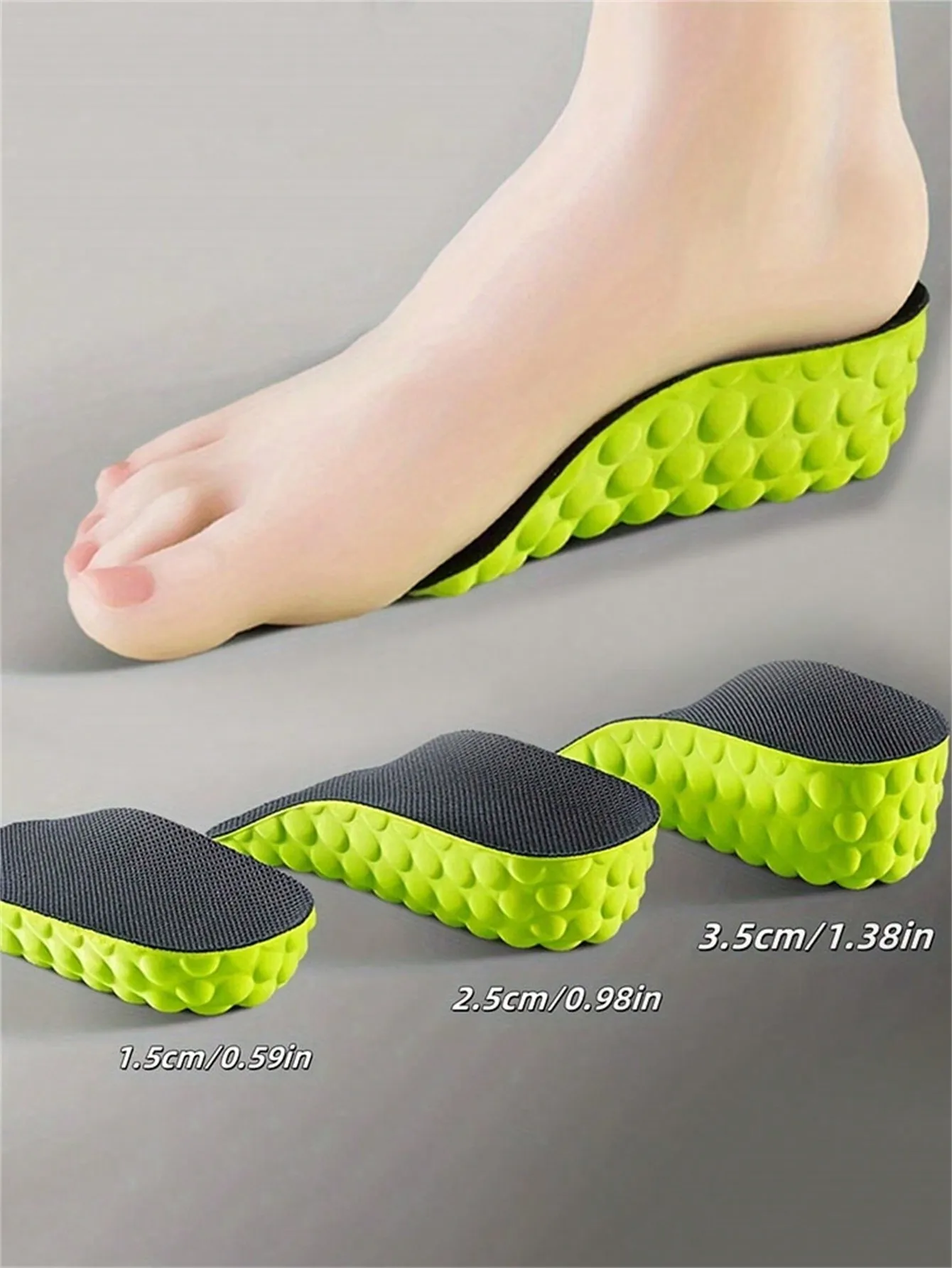 

1 Pair Unisex Invisible Height Increasing Comfort Insoles, Suitable For Sports Shoes, Casual Shoes, Sneakers, High-Top Shoes, Boots Etc.