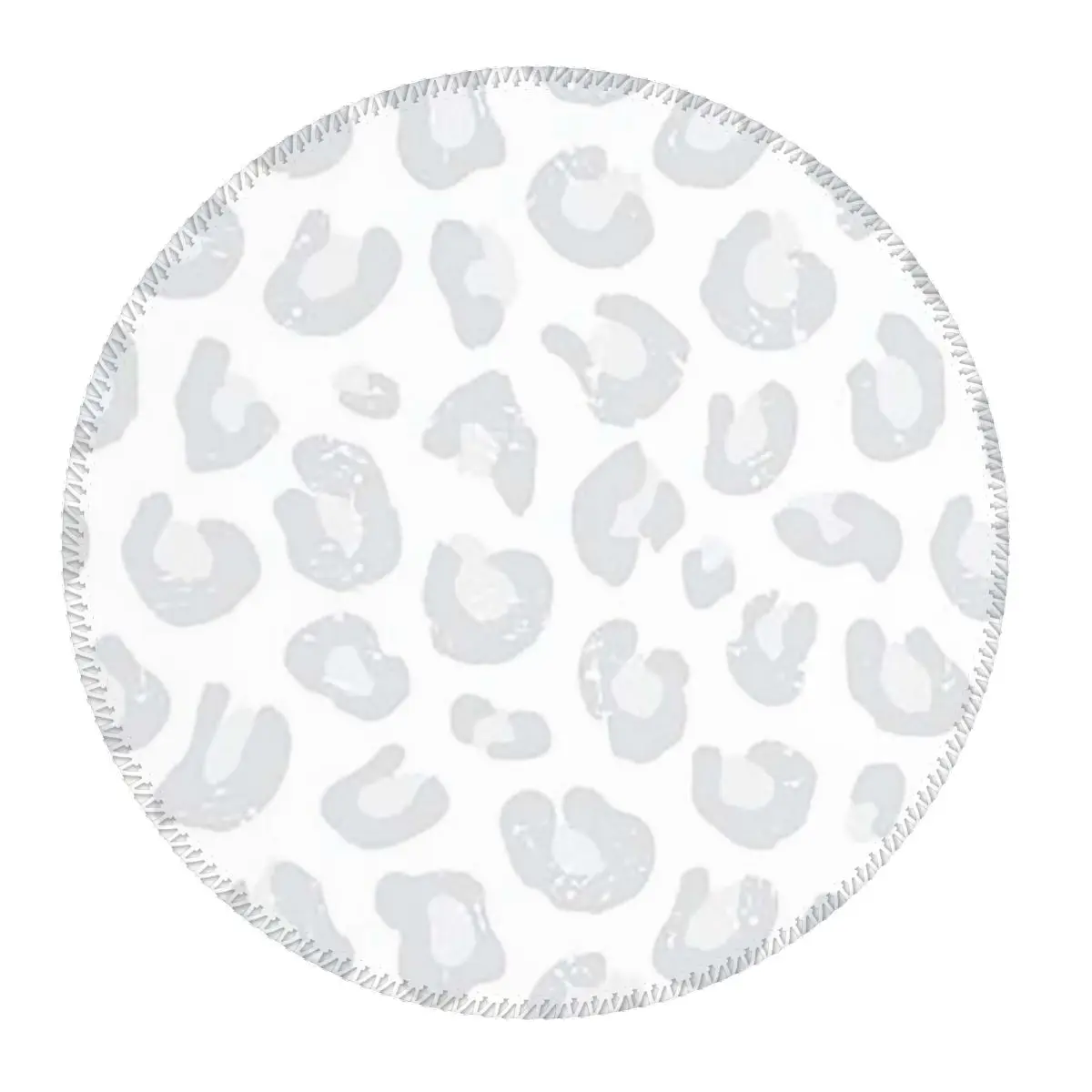 

Leopard Print - Silver Gray And White Round Mouse Pad Computer Keyboard Mouse Mat Gaming Laptop Desk Mat Office Table Mats