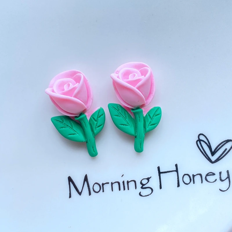 12Pcs New Cute Mini Cartoon Rose / Flower Flat Back Resin Cabochons Hairpin DIY Jewelry Craft Decoration Accessories