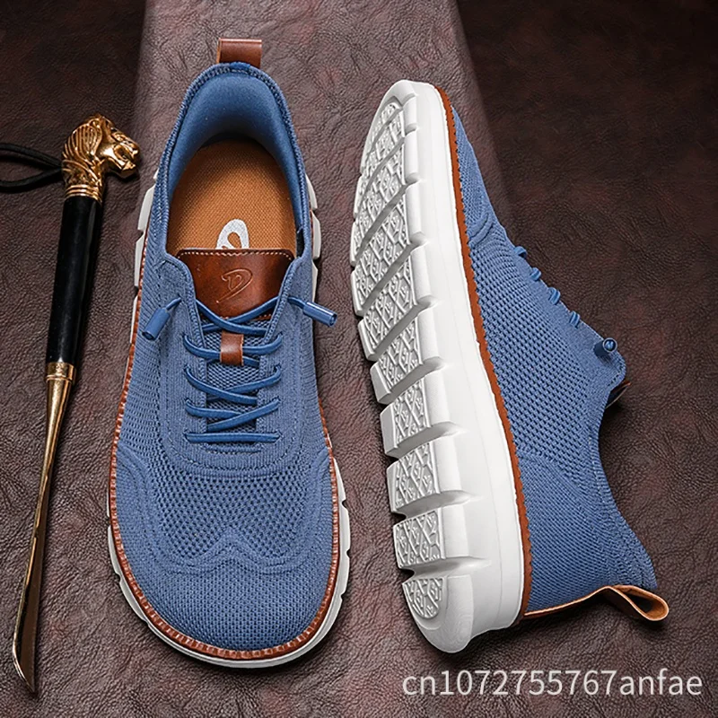 Summer large-sized wide-toe casual shoes with soft sole and anti-slip function for men, breathable Fly-Weave men's shoes