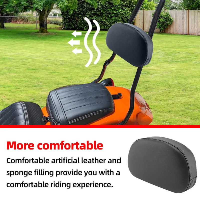 Black Motorcycle Sissy Bar Backrest Cushion Pad Seat Cover For Harley Chopper Touring For Honda For Suzuki Universal