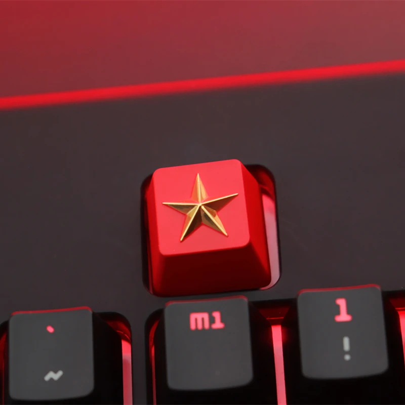 Communist Soviet Golden Pentagram Order Red Flag Keycap, Zinc Aluminum Alloy Mechanical Keyboard Keycap, Keystone