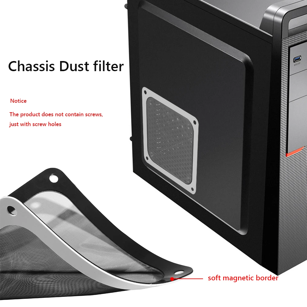 8cm/12cm Mesh Net Cover Soft Magnetic Frame Cooling Fan Filter Dust-proof Chassis Cooling Dust Filter with Hole for Power Supply