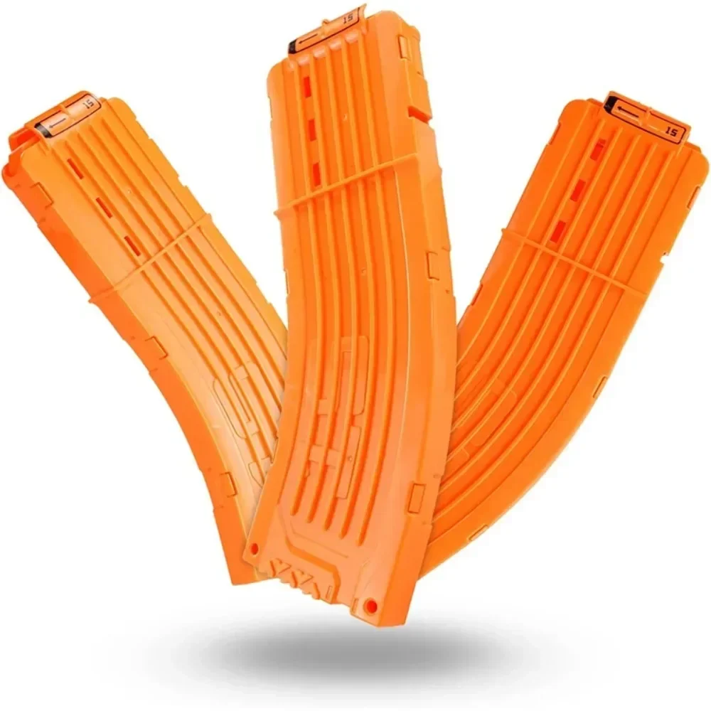 1/3PCS Orange 15-Darts Curved Magazine Replacement Banana Curved Quick Reload Clip Compatible for Elite Darts Toy Gun