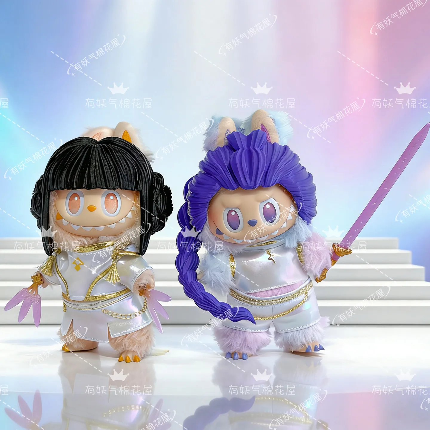 Para/cor K-pop Demon Series 17cm Labubu Roupas Nova Moda Labubu V1v2v3 Acessórios de Roupas Peruca