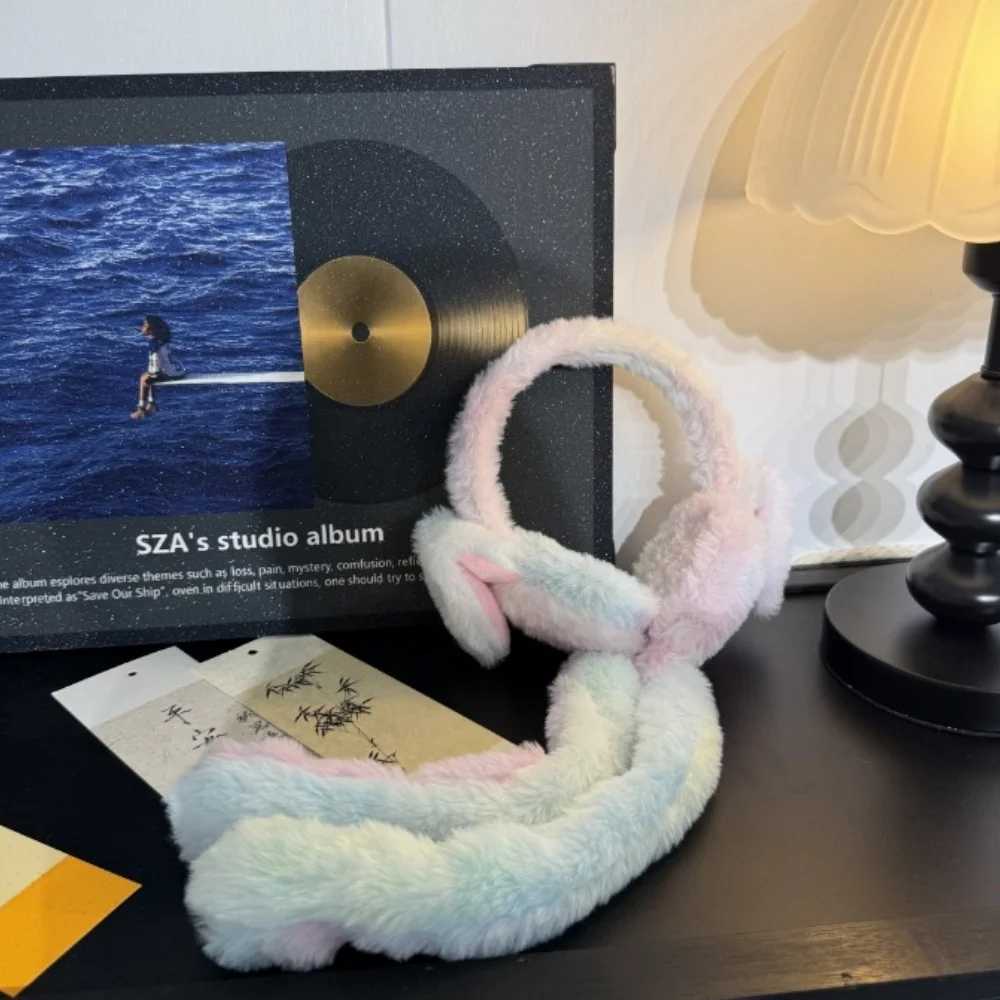 Orejeras de conejo Orejeras de felpa suaves Orejeras lindas Orejas de conejo en movimiento Orejeras para clima frío al aire libre