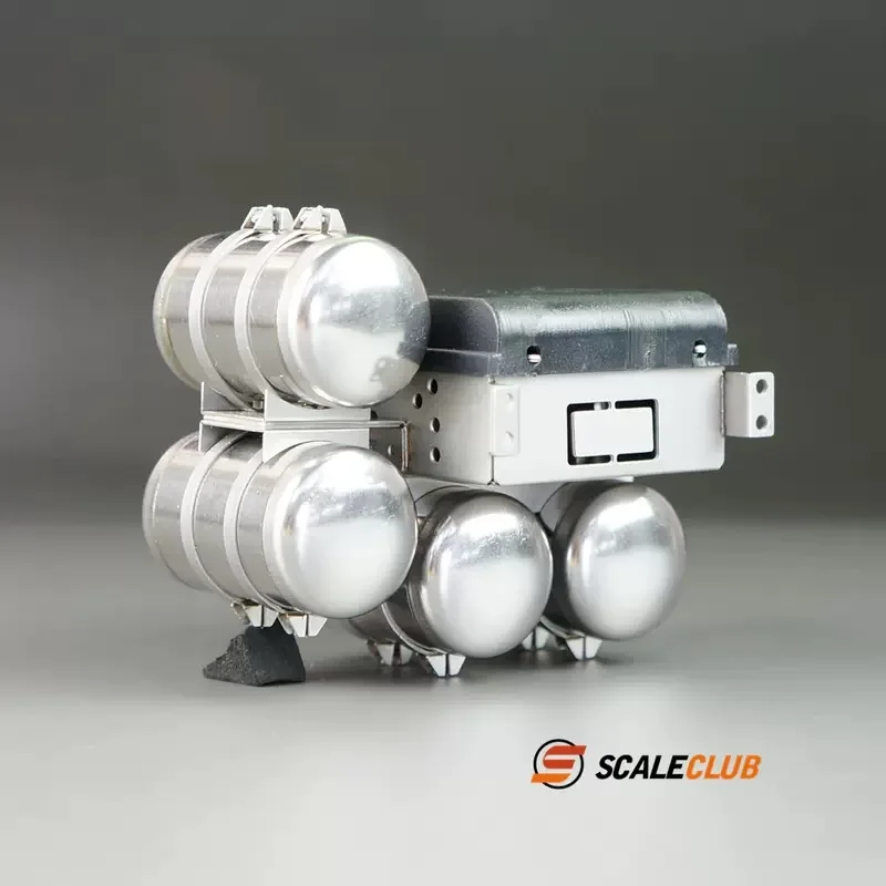 RC 1/14 SCALECLUB Metal Battery Box with Four Gas Tanks for Tamiya Hydraulic Excavator Loader Dump Truck Tripper DIY Parts