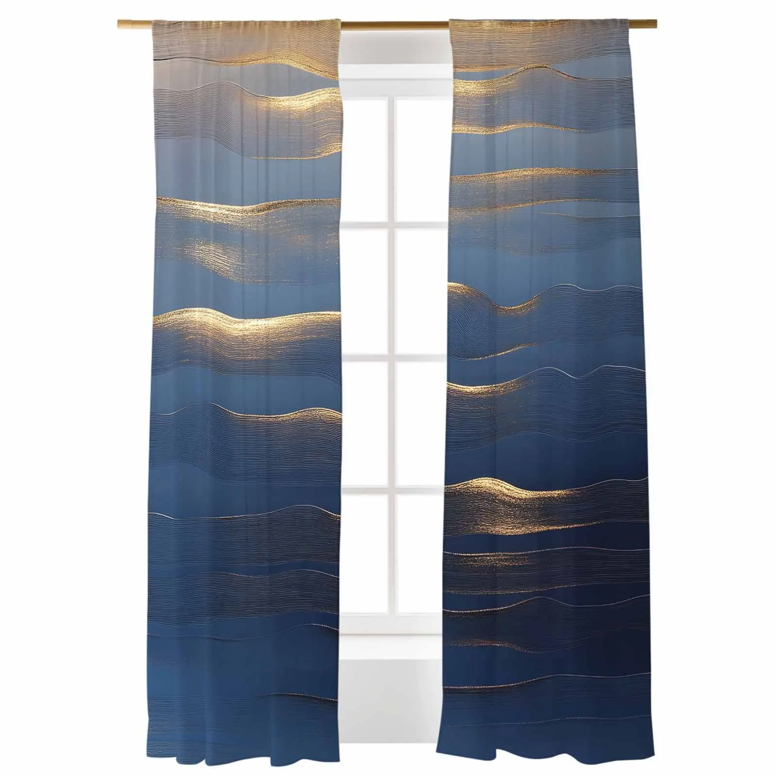 

Blue Modernism Abstract Art Curtain Window Tulle Curtains For Living Room Kitchen Window Treatments Voile Curtains