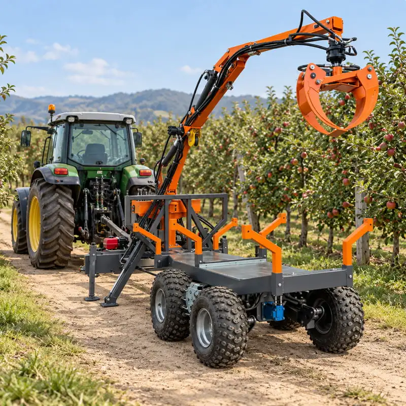 Wood Trailer with Crane Customized Flexible Crane Movement for Timber Loading Work Strong Frame Wood Grapple Loader