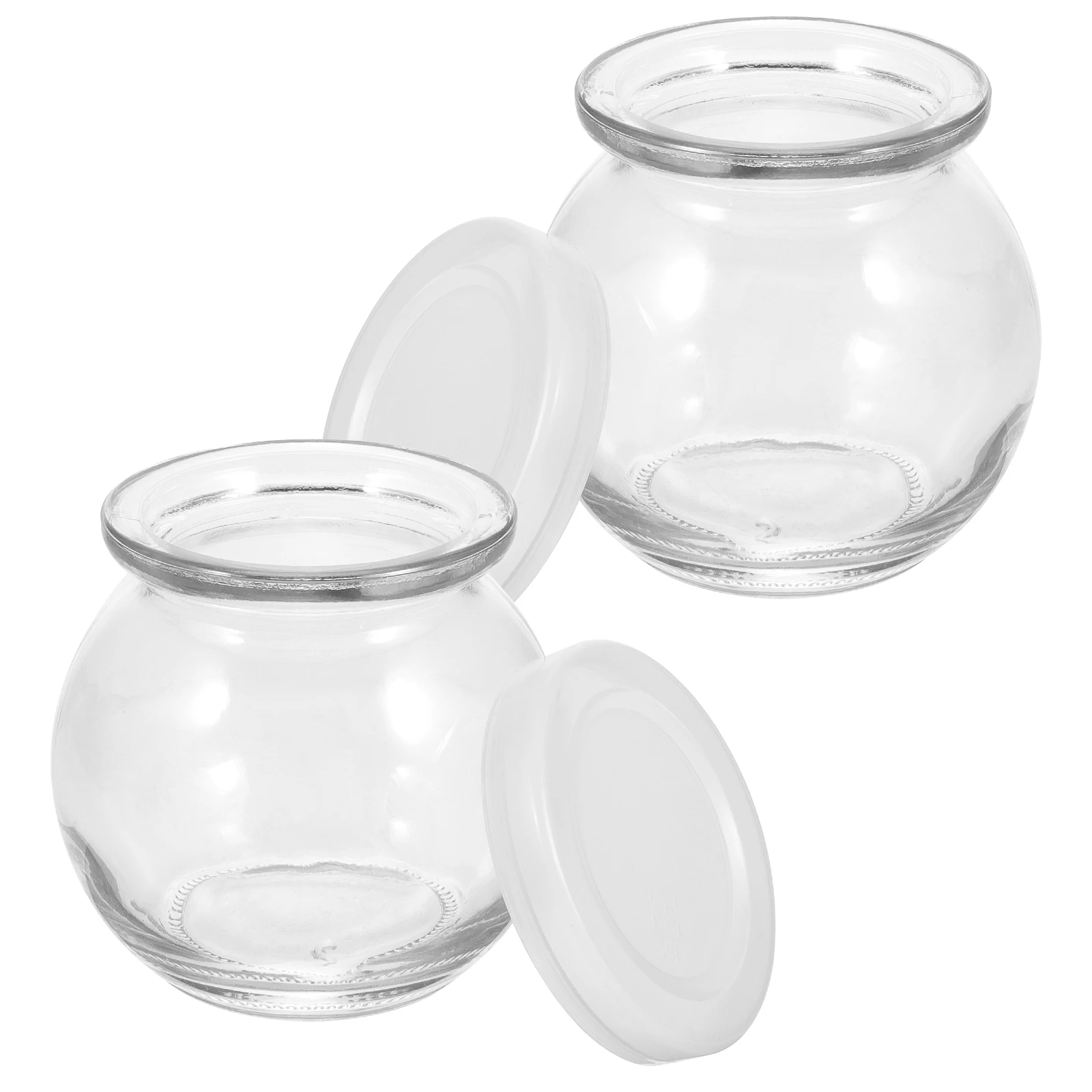 

2Pcs Glass Pudding Serving Bottles Jelly Holders Reusable Yogurt Containers with Lids for Party Travel and Storage
