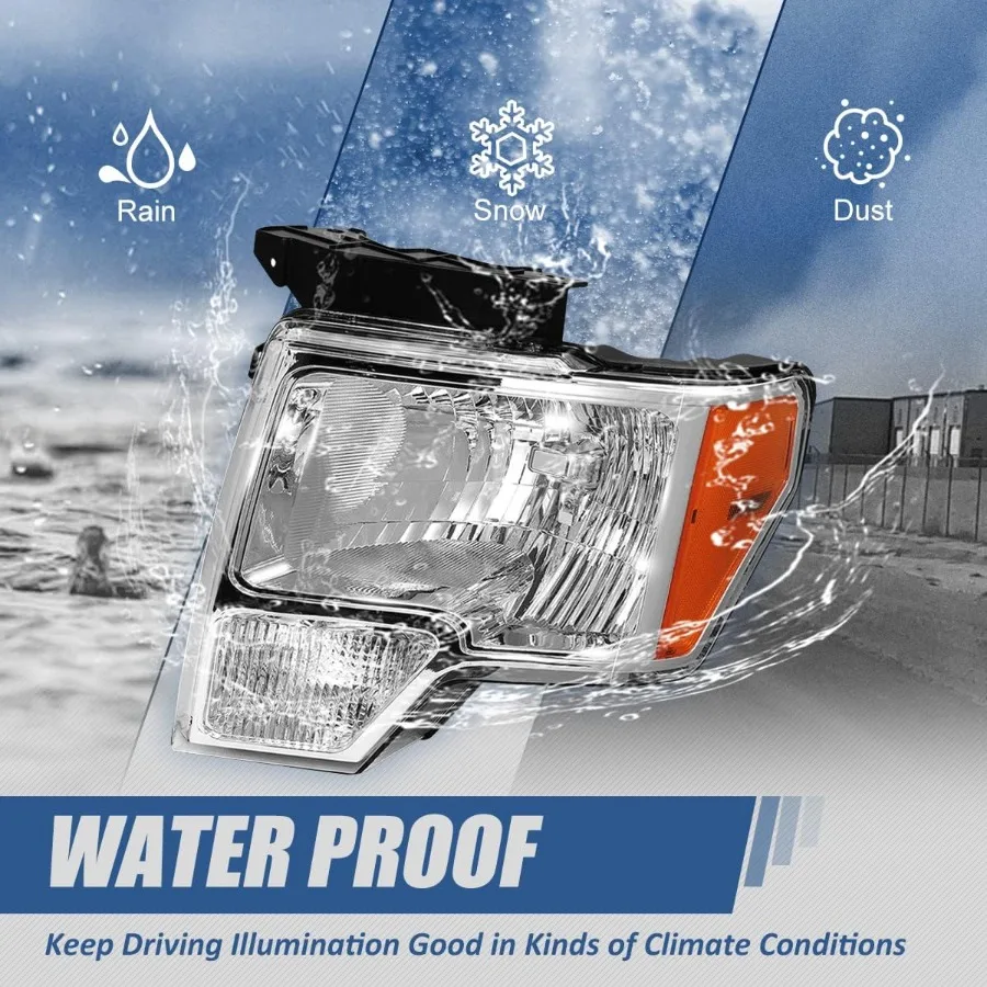 مجموعة مصابيح أمامية نموذجية هالوجين لـ F150 12th Generation 20092014 مصابيح أمامية بديلة للسائق والراكب مع I #6