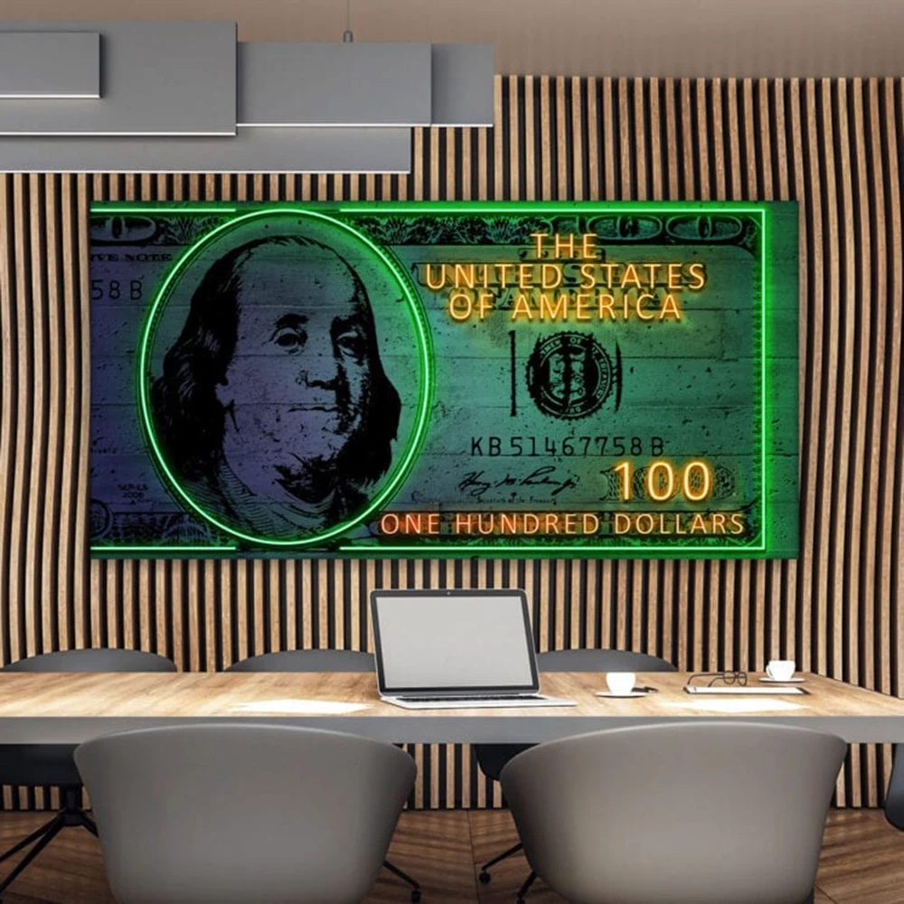 Eine Hunderd Dollar Graffiti Neon Leinwand Druck Malerei Poster Home Decor Wand Kunst Dekoration Bild Für Wohnzimmer Bett Büro Zimmer