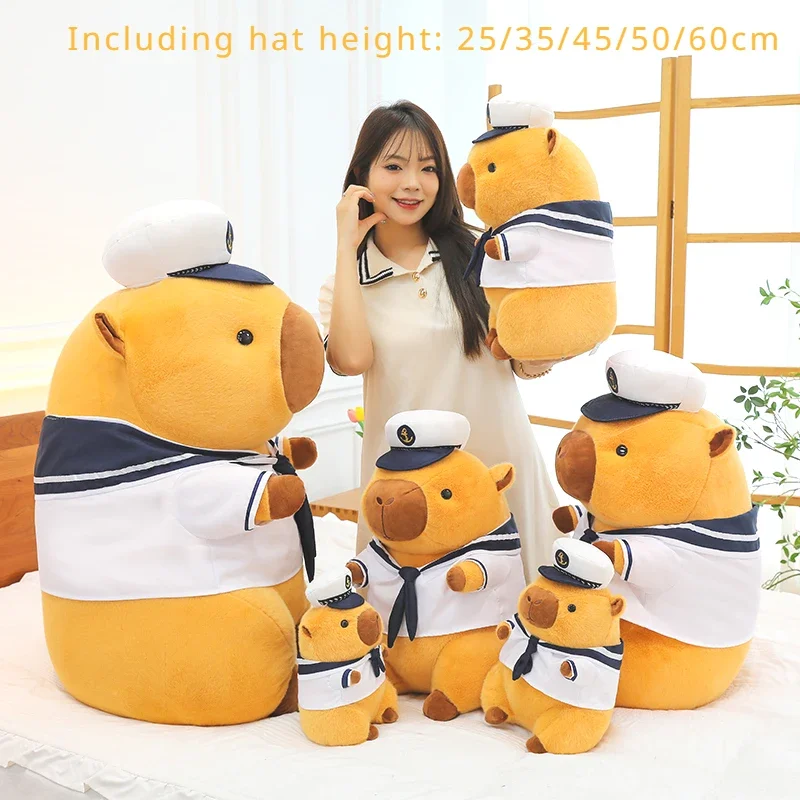 25-60cm Cute Fully Filled Navy Capybara Big Size Plush Animal Toys for Baby Appease Sleeping Pillow Christmas Kids Birthday Gift