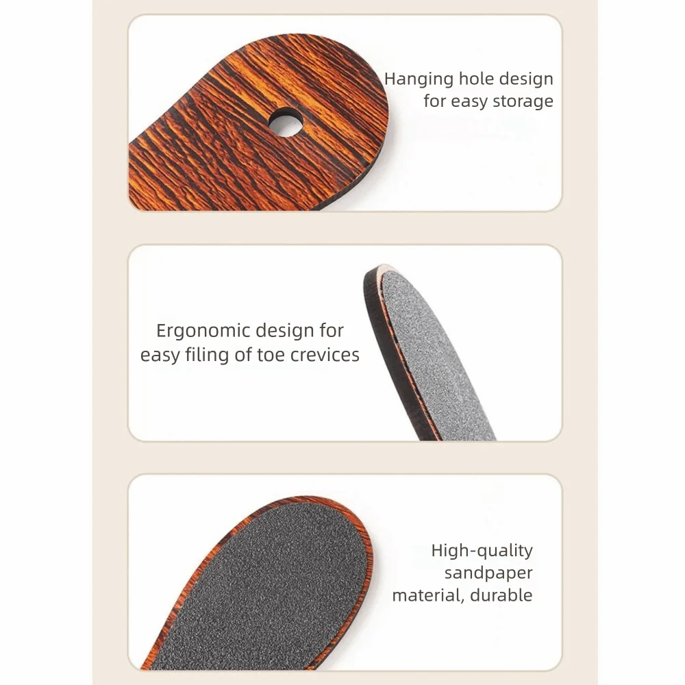 

10Pcs Double Sided Wood Foot File with Hanging Hole Non-slip Handle Foot Callus Remover Comfortable Grip Waterproof