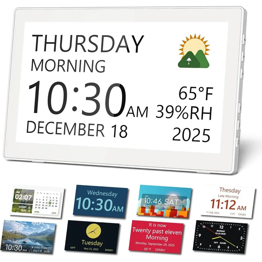 

10.1 Large Screen Digital Clock with Date, Day, 12 Themes, 9 Colors, Auto DST, 23 Schedules, Customizable, Auto-Dimming, Indoor
