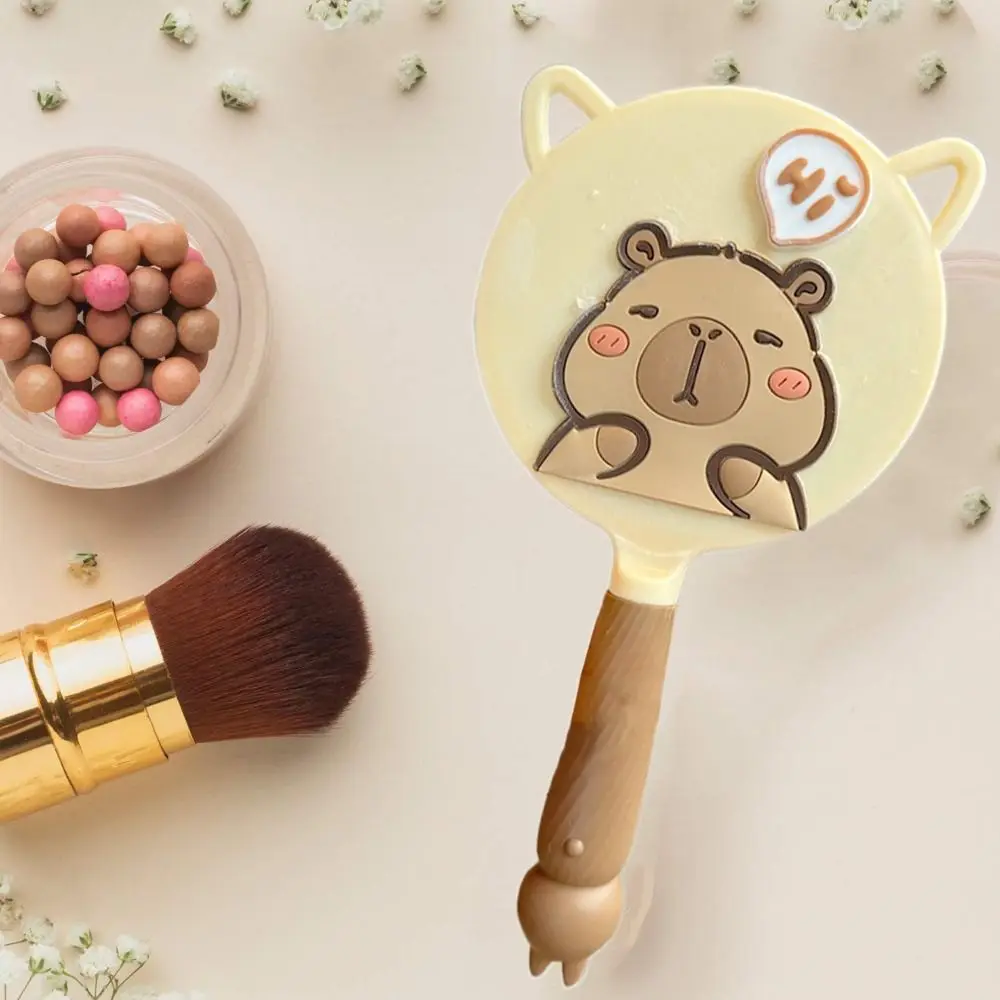 Anti-slip Handle Capybara Handheld Mirror Comfortable Grip Durable Cartoon Makeup Mirror Water-proof Clear Portable Hand Mirror