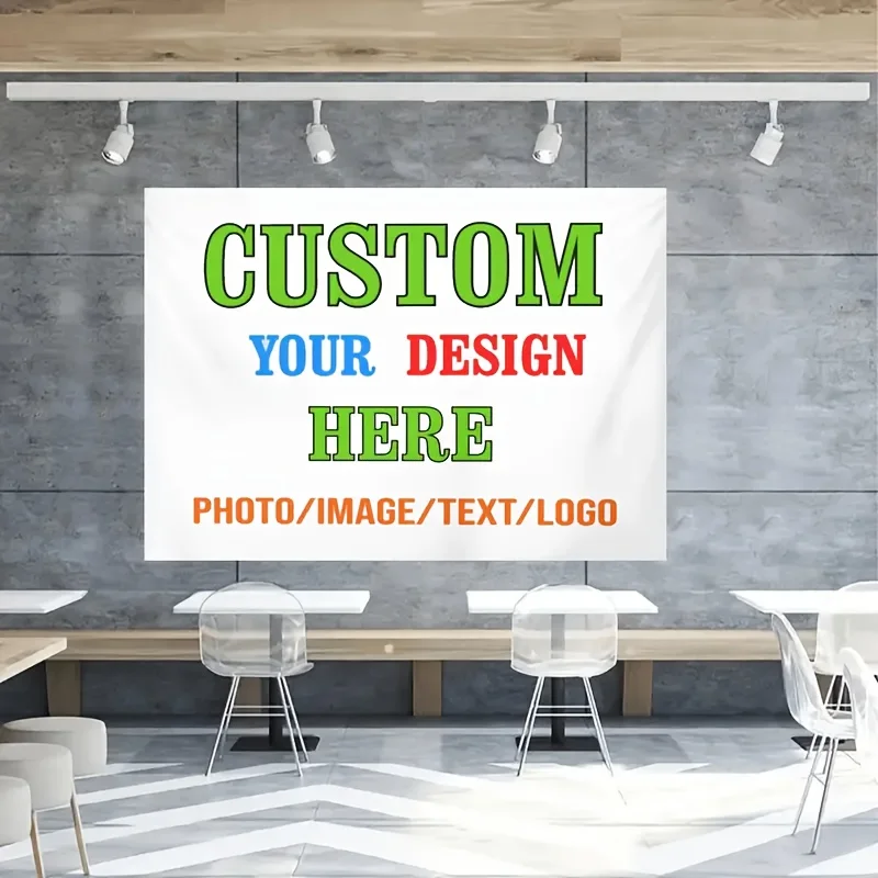 1pc Banner y Letrero Personalizado con Foto - Sube Tu Propia Imagen/Texto/Logotipo - Tela para Todas las Estaciones con Agujeros en