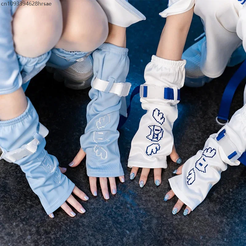

Embroidery Cartoon Arm Warmer Bandage Fingerless Gloves Sun Protection Sleeves Mesh Spiderweb Thin Grunge Gothic Cosplay Costume