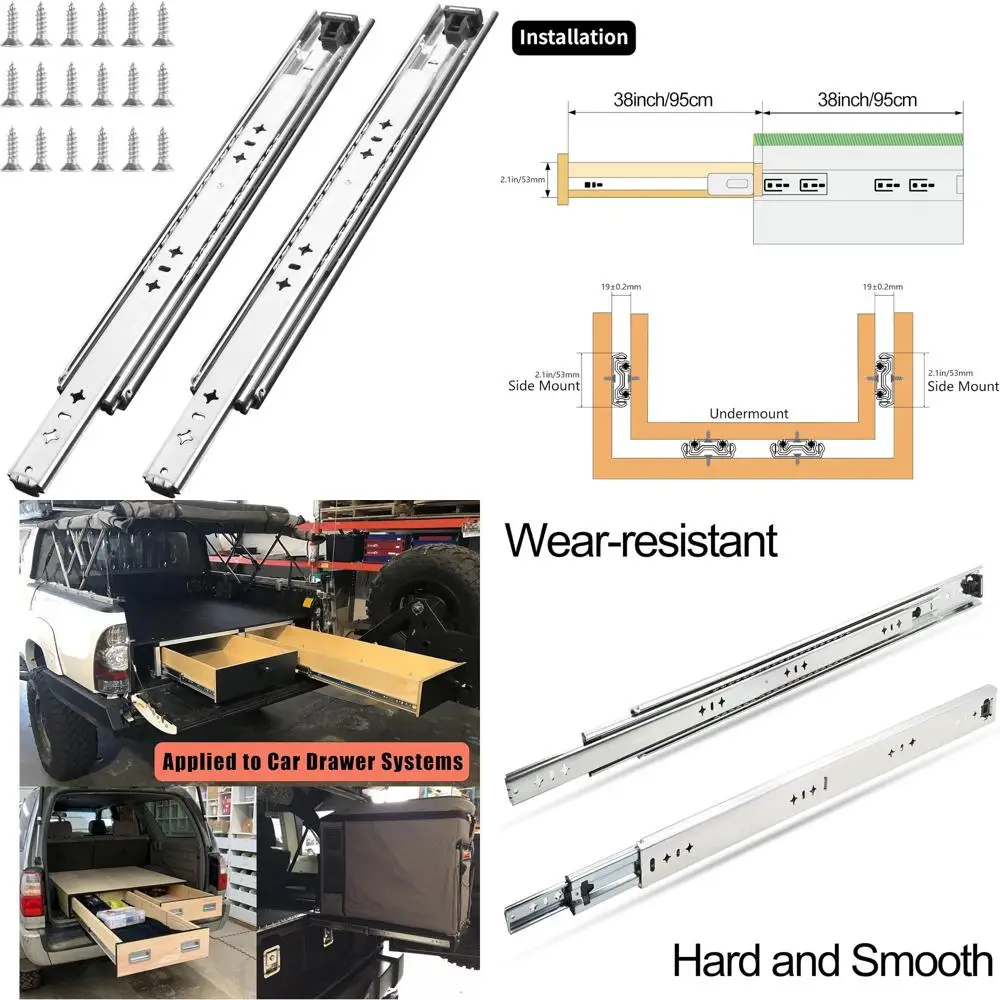 

Усиленные направляющие на 38 направляющих с полным выдвижением, из нержавеющей стали, грузоподъемность 260 фунтов