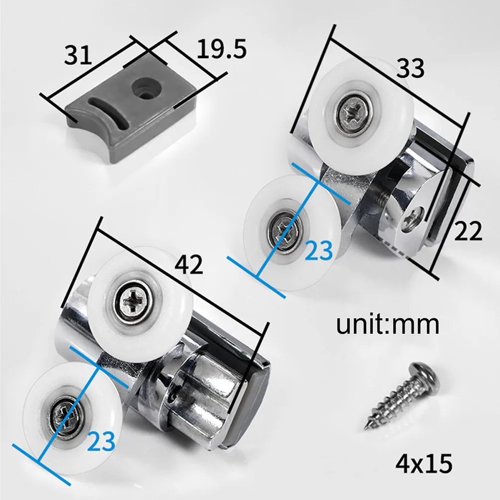 

4Pcs Bathroom Glass Door Roller 23Mm Dual Nylon Wheels 12Mm Hole Center Distance Shower Screen Sliding Door