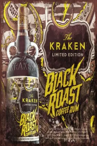 Kraken Black Coffee Rum Advert Vintage Retro Style Metal Sign, Bar Pub Mancave