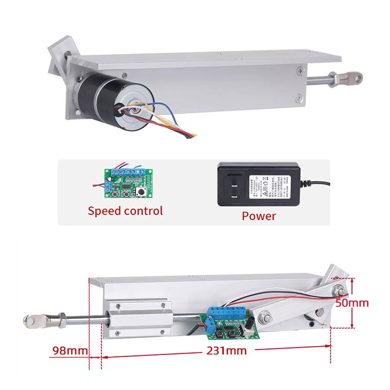Imagem -04 - Atuador Linear Reciprocating Pequeno sem Escova Faça Você Mesmo com Curso 3070 mm Ajustável do Controlador da Velocidade da Fonte de Alimentação 0120rpm 0220rpm
