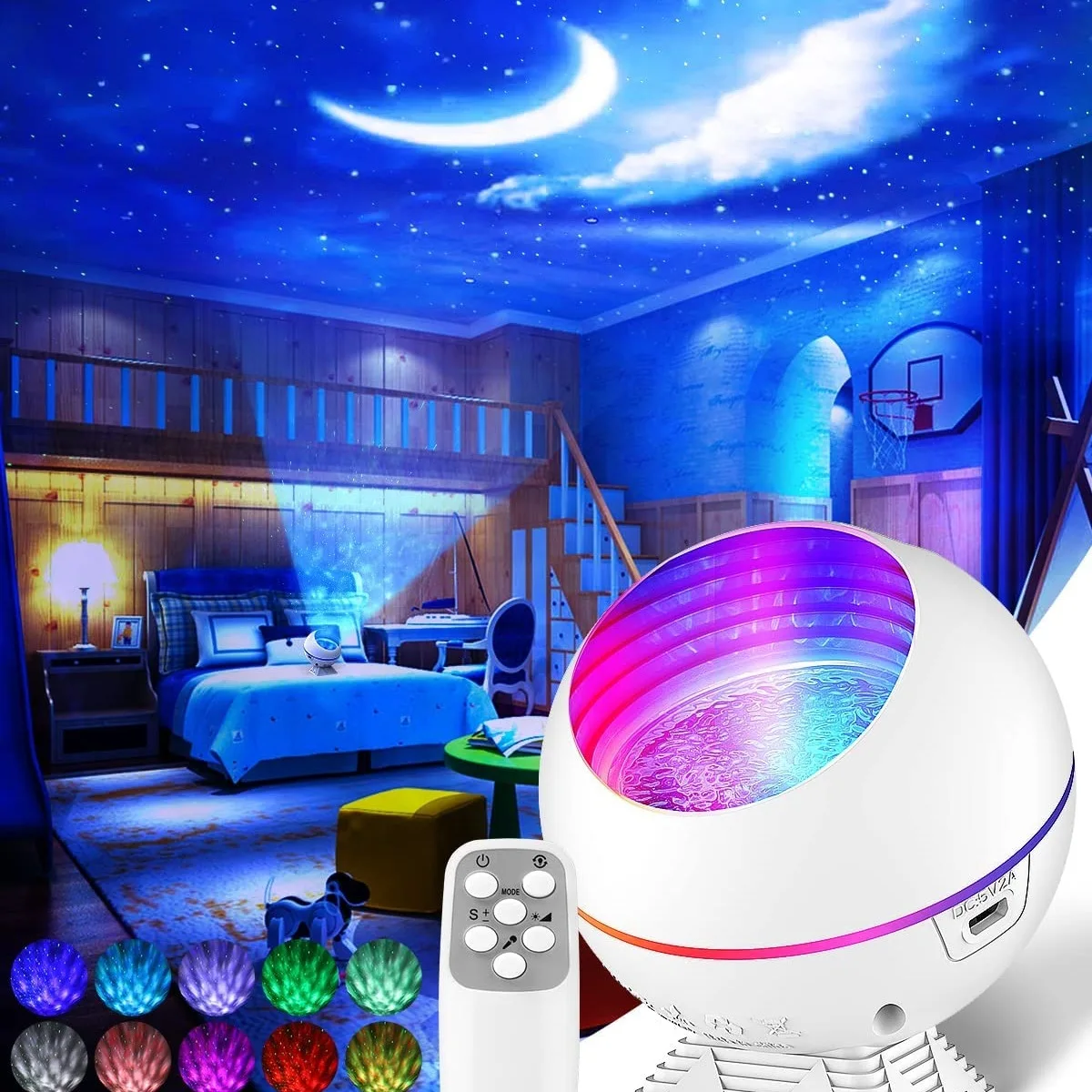 

LEZOE LED Star Galaxy Projector Starry Sky Night Light 10 Colors Adjustable Moon Lamp For Home Decoration Bedroom Car Kids Gift