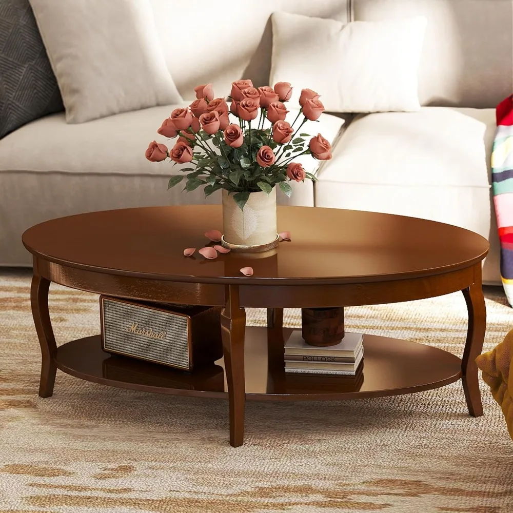 Coffee Table with Storage Oval Solid Wood Coffee Table Antique Farmhosue Living Room Table Rustic Center Table for Living Room G
