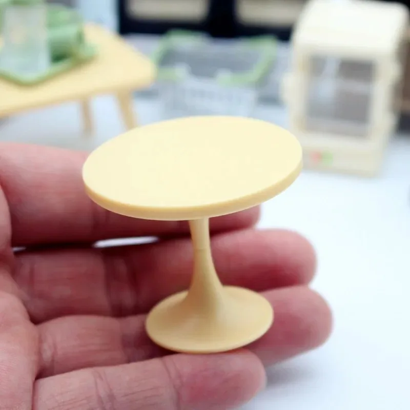 Dollhouse Mini Round Grid Table, DIY Miniature Furniture for Custom Kitchen Scene Creation & Scene Layout Model