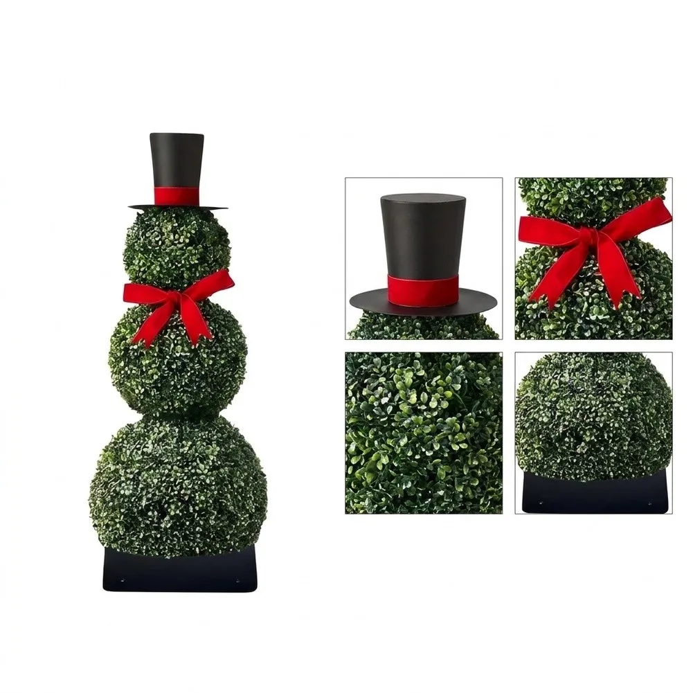 Green Plastic 27 Inch Snowman Shaped Topiary Frame For Christmas Outdoor Garden Yard Holiday Decoration DIY-Light Display