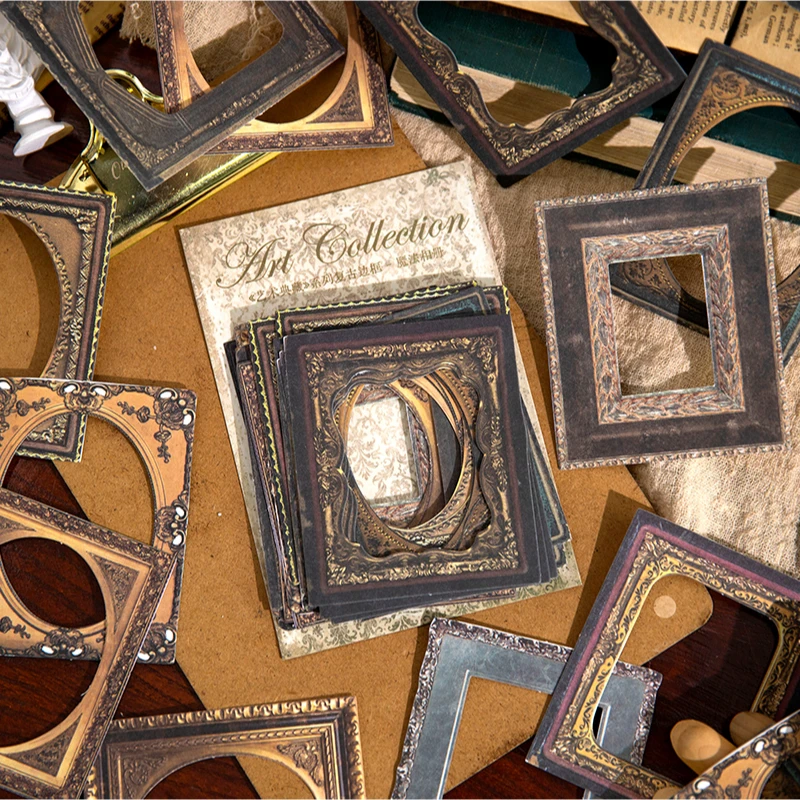 30Sheets Card Material Paper Retro Border Hollow Hand Ledger Packing Material Decoration Base Paper Scrapbook 17*10CM