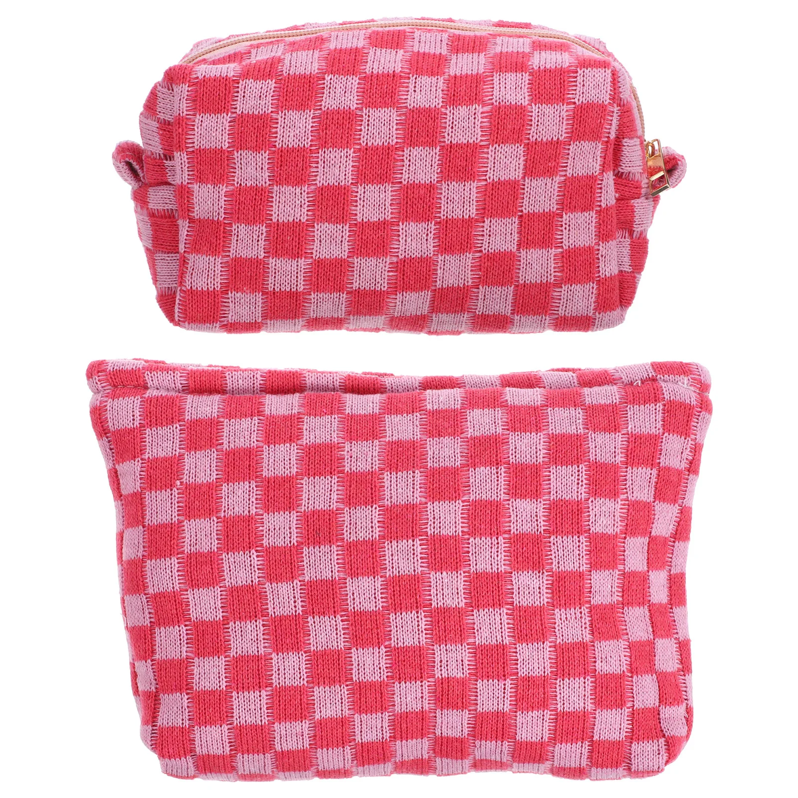 2-teiliges kariertes Make-up-Organizer-Taschen-Set mit großer Kapazität für die Aufbewahrung von Reise-Make-up-Taschen für den täglichen Gebrauch, kariertes Federmäppchen