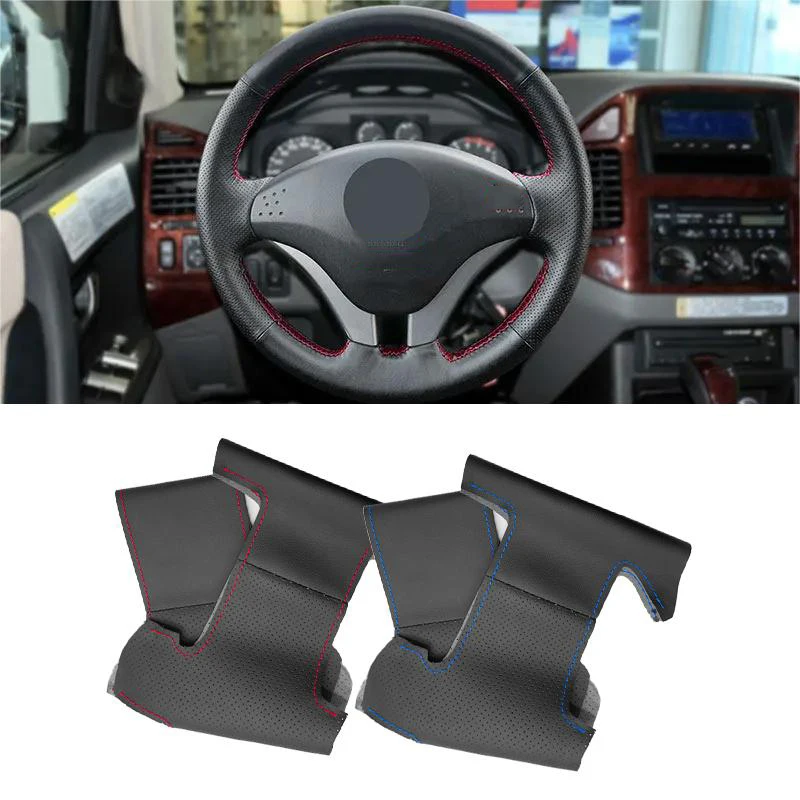 For Mitsubishi Pajero 2008 2009 2010 2011 V73 L200 Hand Stitched Car Steering Wheel Cover Perforated Microfiber Leather Trim