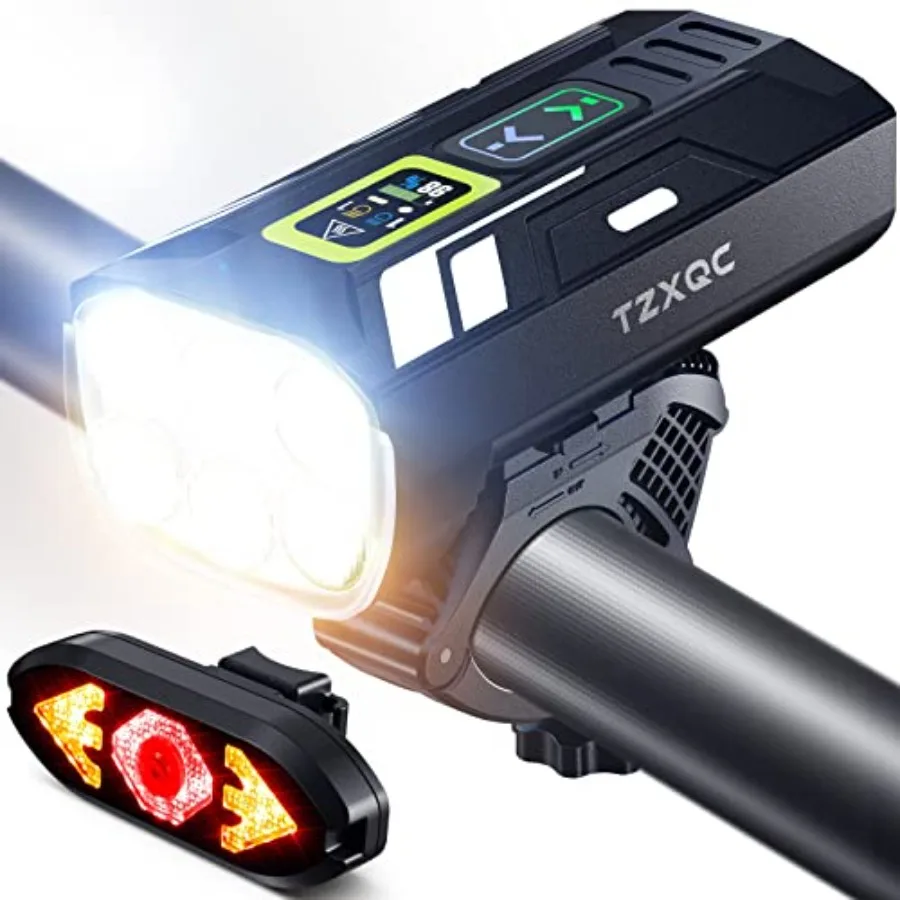 

Bright 2000 Lumen Bicycle Headlight and Rear Taillight Set - Powerful 6 Bead LED Projects 888ft, 60hr 10, 000mA Battery Charges