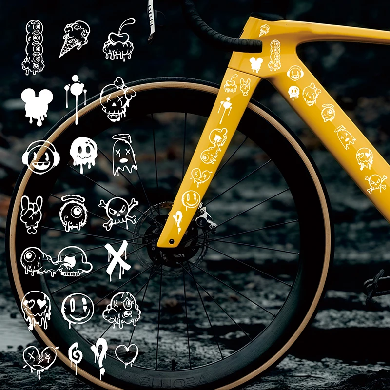 Cartoon-Graffiti-Fahrradaufkleber für Fahrradrahmen Oberrohr DIY Reflektierende Wasserdichte Fahrrad-Aufkleber Rennrad-Rahmenaufkleber – Detail 4