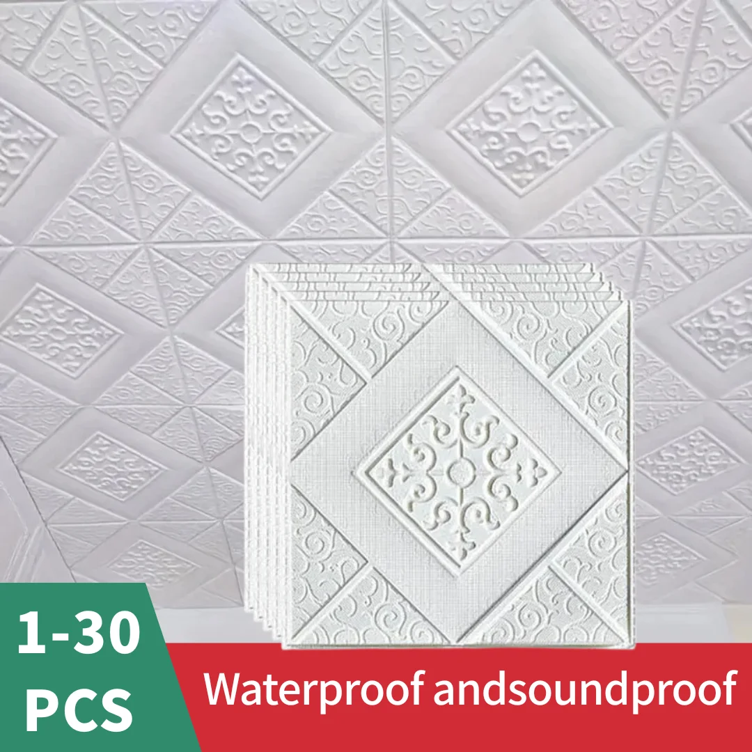 1-30Pcs 35X35cm Faux Brick Waterproof Self Adhesive Wallpaper Moisture Proof Bedroom Living Room Background Wall Sticker Decor