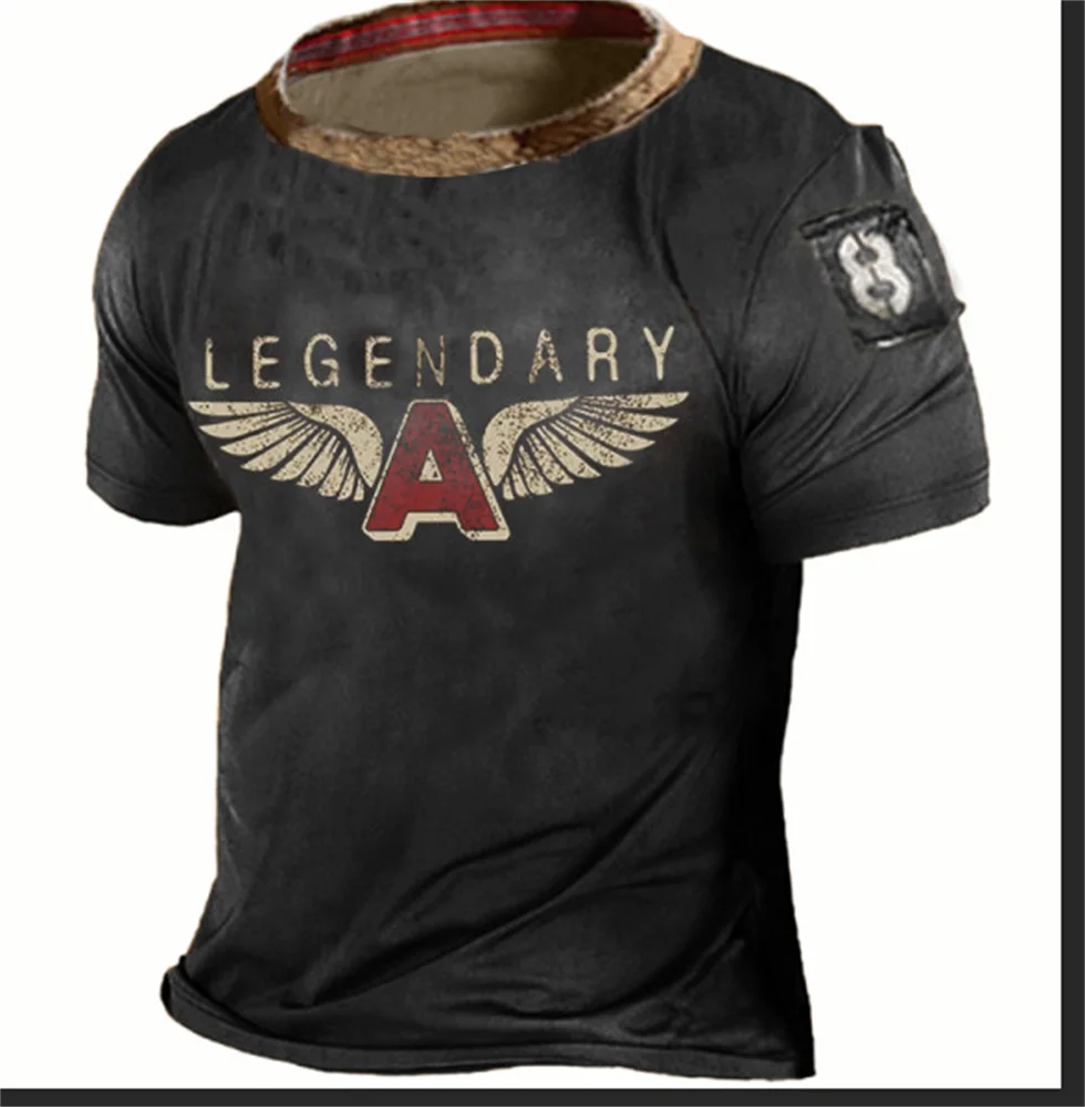 2023 Summer T-Shirt Men Vintage Print 3D American Route 66 T Shirt Short Sleeve Tee Tops Oversized Shirt Loose Male Clothing image 3