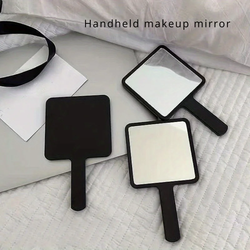 Espelho de maquiagem de viagem portátil com alça - moldura de plástico polido, montagem de cômoda, sem perfume, tema de desenho animado - presente perfeito para W