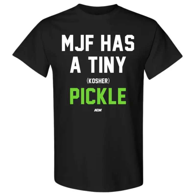 تي شيرت Mark Briscoe MJF يحتوي على تي شيرت رسمي صغير من Kosher Pickle AEW #1