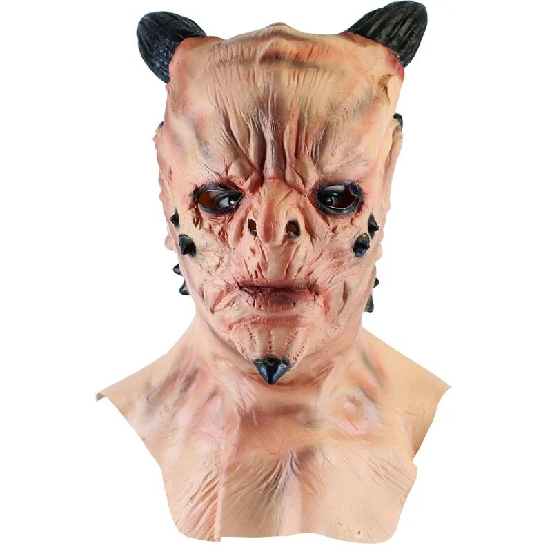 Halloween Devil Masks Face Cover Horror Cosplay Headgear Prop Masquerade Performance Costume Props Scary Horns Masks