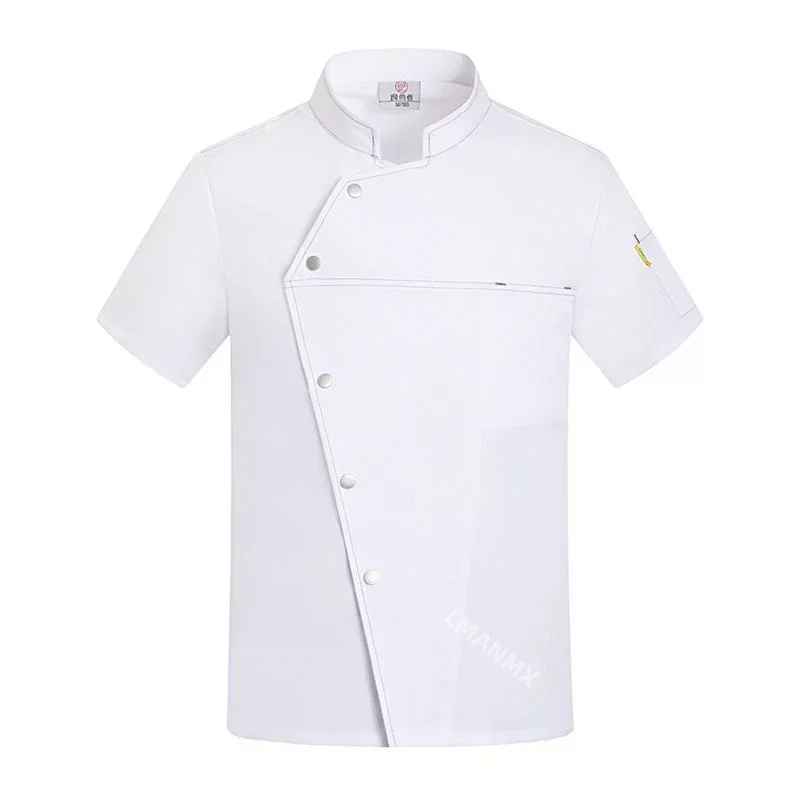 Unisex Chef Jacket Short Sleeve Kitchen Cook Coat Chinese Restaurant Waiter Uniform Top