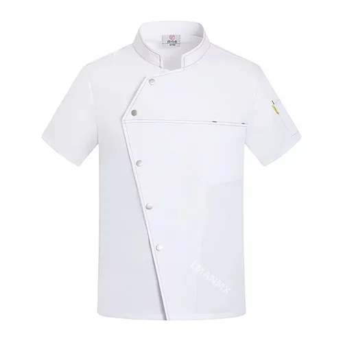 Imagen 2 del producto Chaqueta de Chef Unisex, abrigo de cocinero de cocina de manga corta, uniforme de camarero de restaurante chino, Top