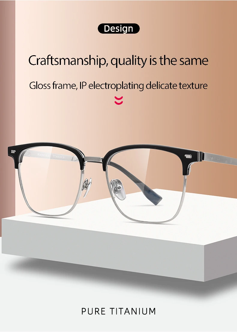 Reines Titan Rahmen Gläser Vollrand Brillen Federscharniere Männer Stil Kurzsichtige Brille Neue Ankunft Gläser – Detail 7