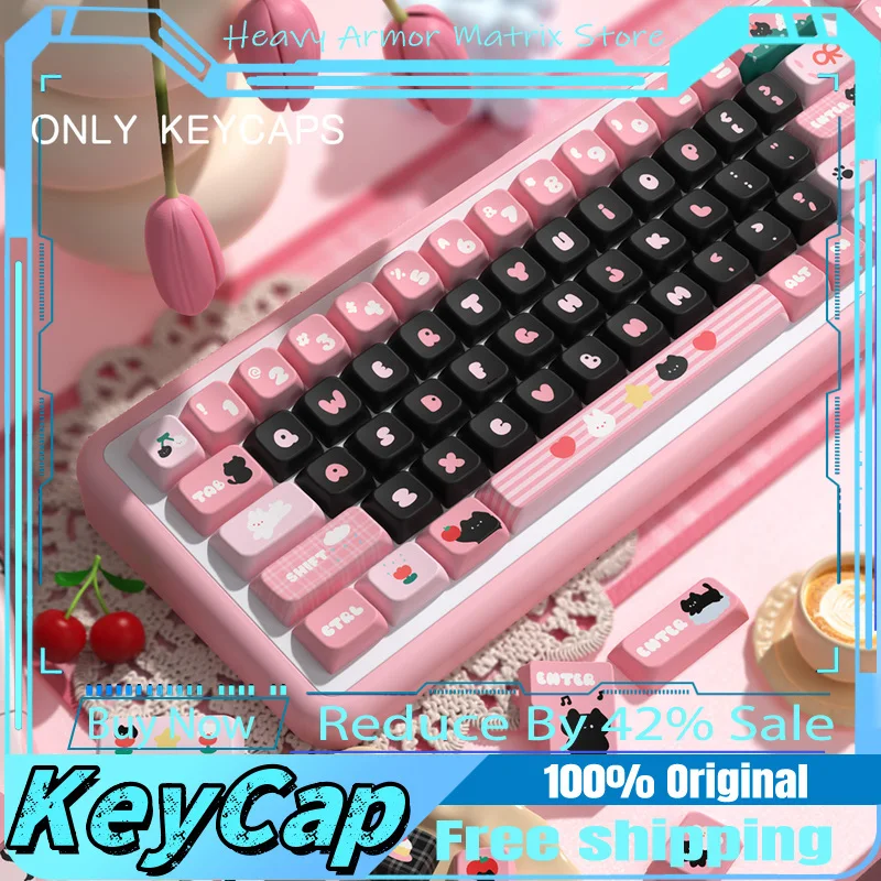 Black Cat Cartoon Theme Keycaps 138/158 Mda Profile Pbt Mechanical Keyboard Anime Game Cute Holiday Gift Collection Keycaps