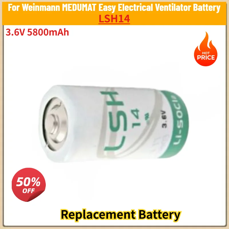 100% New High Quality LSH14 3.6V 5800mAh Battery For Weinmann MEDUMAT Easy Electrical Ventilator