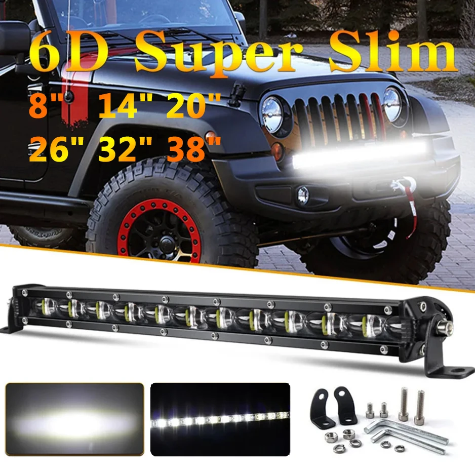 Lens 6D Led Bar Off Road 32 inch 38” Work Lamp Slim Led Light Bar for 4x4 Offroad Truck Spot Light for Car Tractor SUV 12v 24v