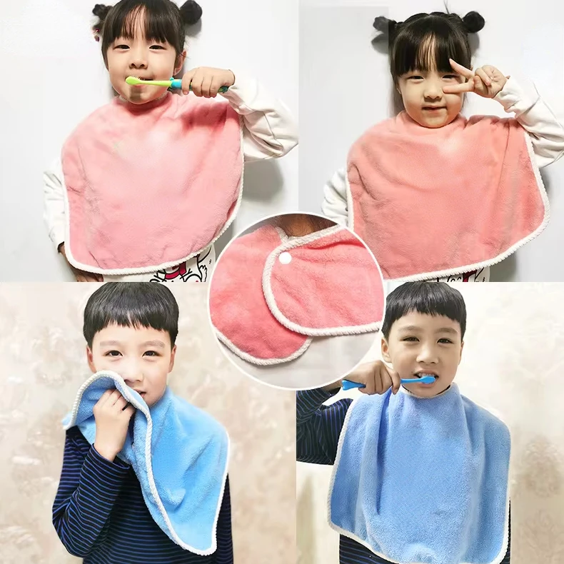 1pc Baby Bibs for Children Washing Face Towel Soft Salive Towel Boys Girls Learning Brushing Teeth Towel for 3-8 Years Kids