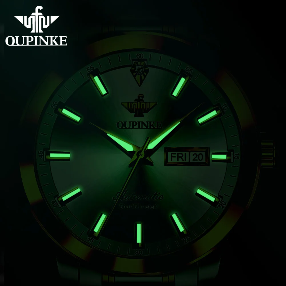 OUPINKE 3223 Мужские часы Элитный бренд Механические часы ﻿   Водонепроницаемые мужские часы из вольфрамовой стали 50 м с отчетом качества