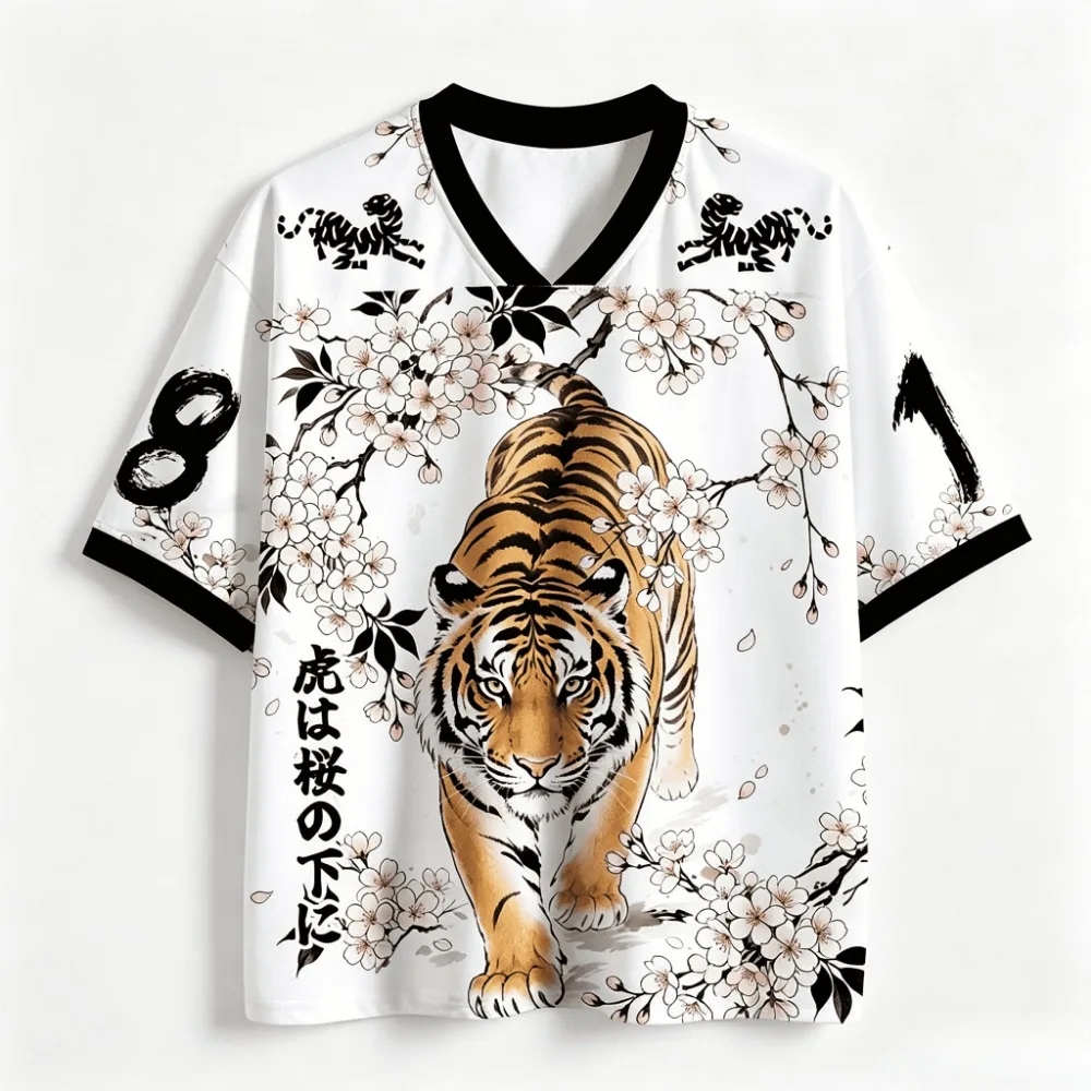 3D Print Japanese Ukiyo-e Tiger Cherry Blossom Sports  Breatha Quick-dry Men Women T-shirt Harajuku Street Parent-child Clothing